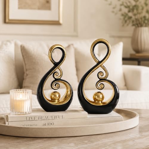 Decor Accent Ceramic Art Mid Century Modern White and Gold Decorations