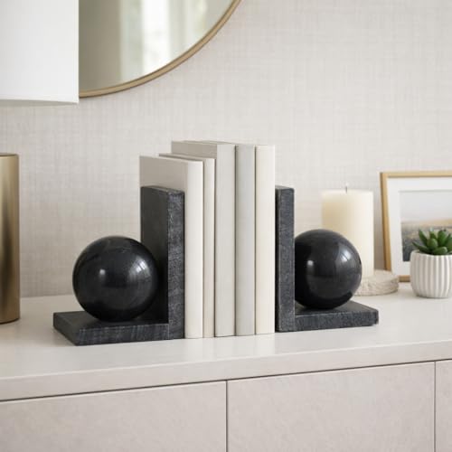 Stylish Orb Marble Book Ends for Home Decor Accent