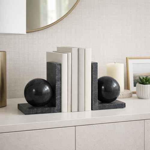 Stylish Orb Marble Book Ends for Home Decor Accent