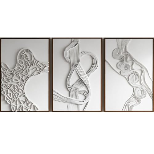 Large Framed 3D Textured Wall Art Set of 3