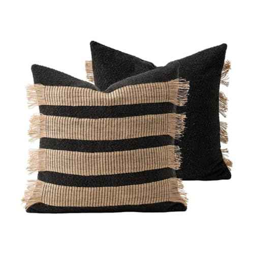 Handwoven Jute Cotton Striped Pillow Covers