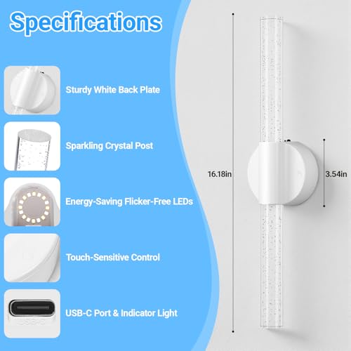 Modern Battery Operated Wall Sconces Set of Two