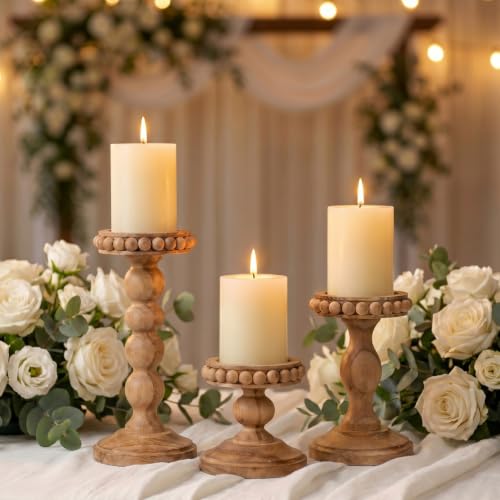 3 Set Wooden Candle Holders for Pillar Candles