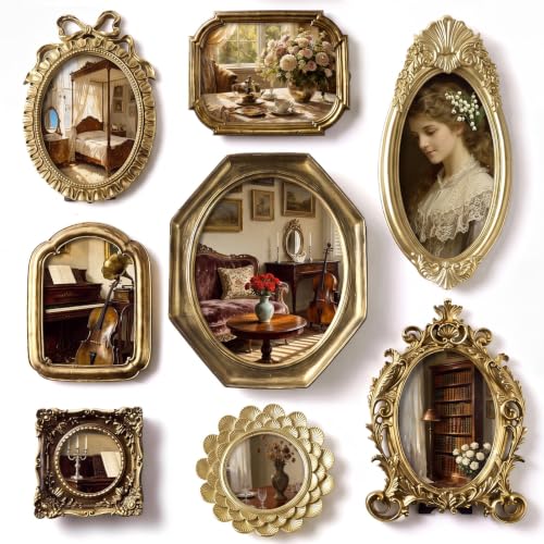 8 Pcs Vintage Picture Frames Set for Gallery Wall Antique Gold