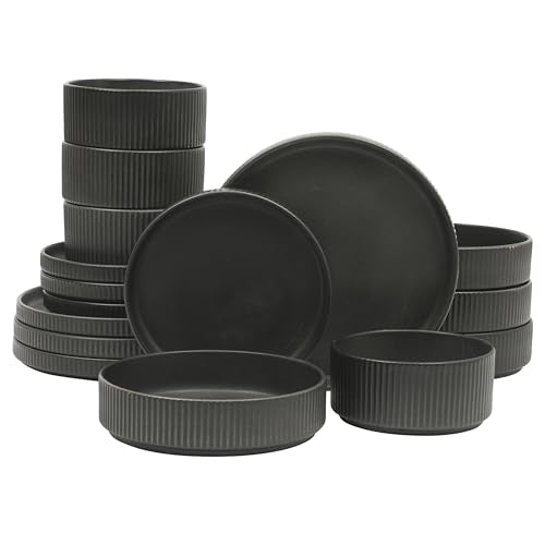 Reactive Glaze Service for 4 Plates and Bowls Dinnerware Set III