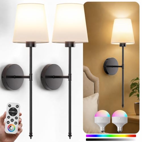 Wall Sconces Battery Operated Set of 2