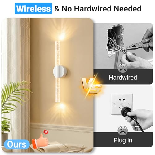 Modern Battery Operated Wall Sconces Set of Two