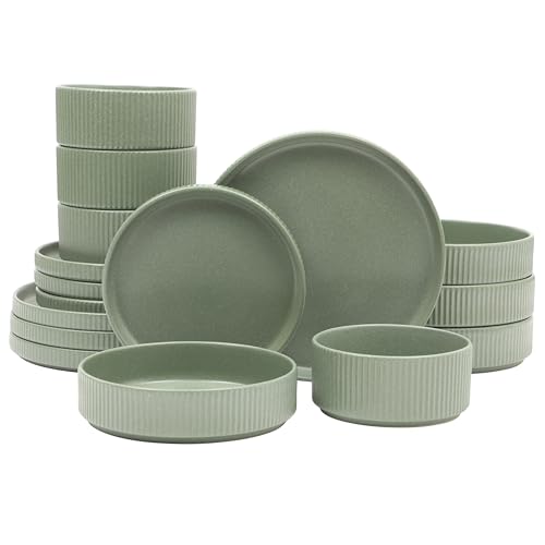 Reactive Glaze Service for 4 Plates and Bowls Dinnerware Set III