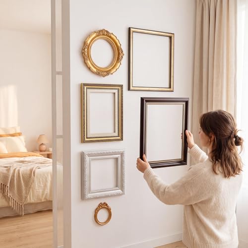 6 Pack Vintage Empty Picture Frames Baroque Gold Decor