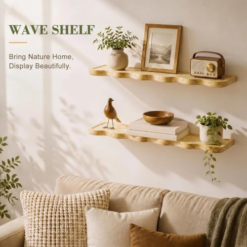 2 Pack 24 Inch Scalloped Floating Shelves