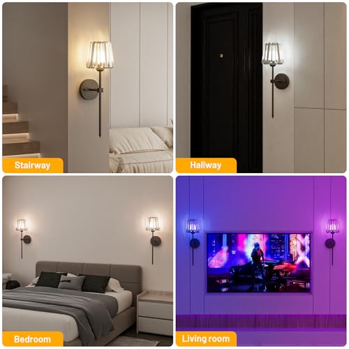 Crystal Battery Operated Wall Sconce