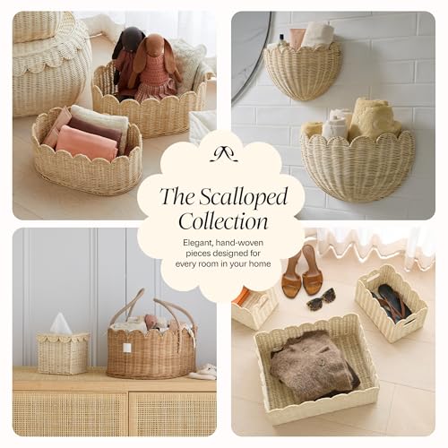 Scalloped Wicker Wall Basket