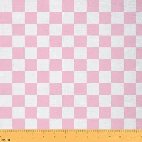 Pink Red Gingham Fabric by The Yard Checkered Soft Flannel Polyester Fabrics for Chairs Sofa