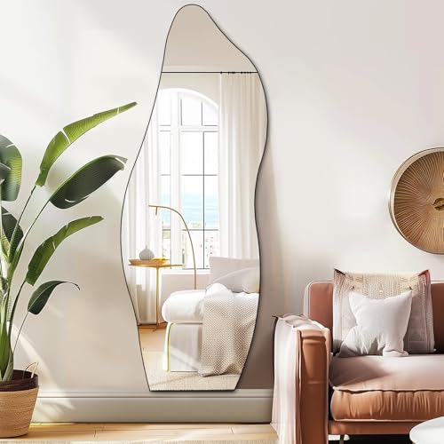 Full Length Mirror 63"x24" Irregular Wall Mirror Frameless for Living Room Bathroom Bedroom Entryway Decor