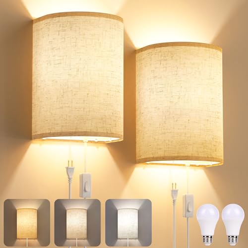 Plug in Wall Sconces Set of Two