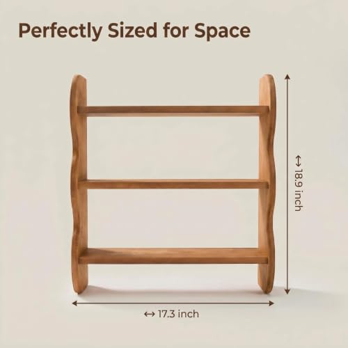 3 Tier Scalloped Wooden Wall Shelf