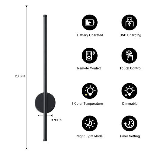 Battery Operated Modern Wall Sconces with Remote Control
