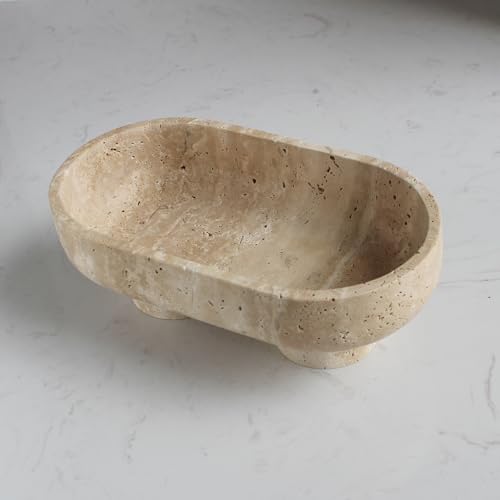 Natural Travertine Round Fruit Bowl for Kitchen Counter