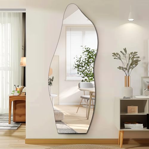 Full Length Mirror 63"x24" Irregular Wall Mirror Frameless for Living Room Bathroom Bedroom Entryway Decor