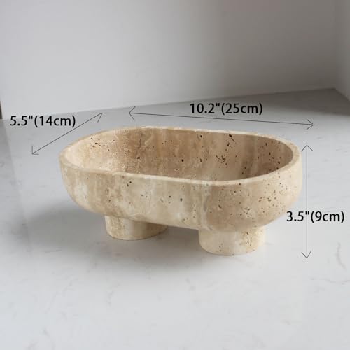 Natural Travertine Round Fruit Bowl for Kitchen Counter