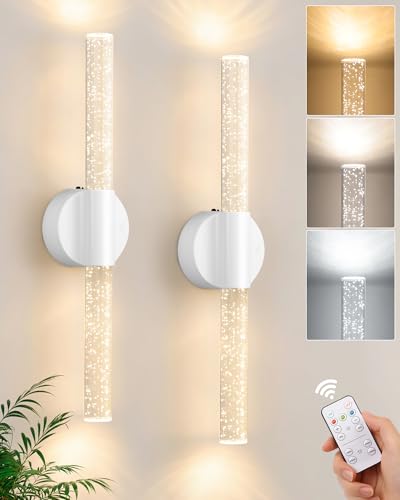 Modern Battery Operated Wall Sconces Set of Two