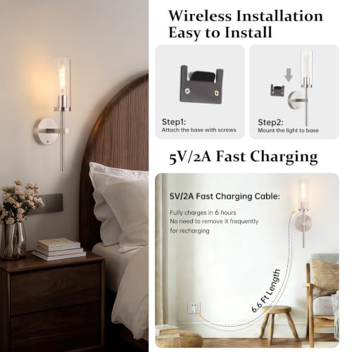 Battery Operated Wall Sconces Set of 2