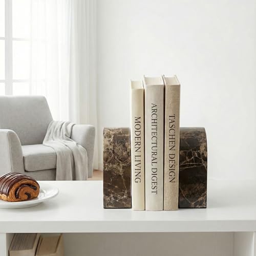 Natural Marble Bookends for Shelves