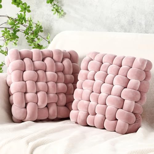 2 Pcs Knot Pillows Square Throw Pillow