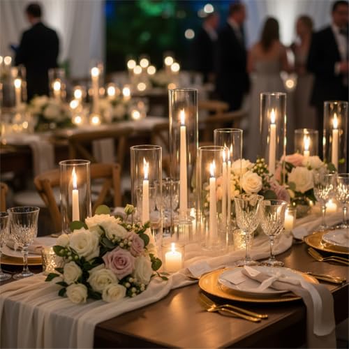 Hurricane Glass Candle Holders with Windproof Glass Tubes
