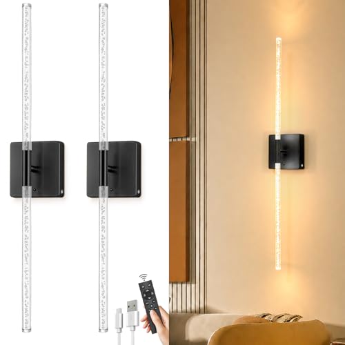 Set of Two Wall Sconces Battery Operated