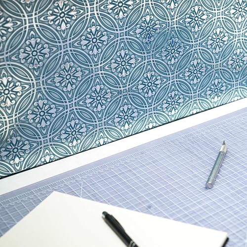 24 Pack of 8 x 8" Wallpaper Tiles Peel and Stick Metallic Painted Design. Kitchen Backsplash