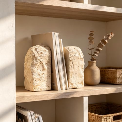 Nature Stone Bookends for Heavy Books Set of 2