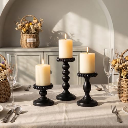 3 Set Wooden Candle Holders for Pillar Candles