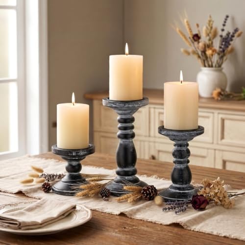 Wood Pillar Candle Holder