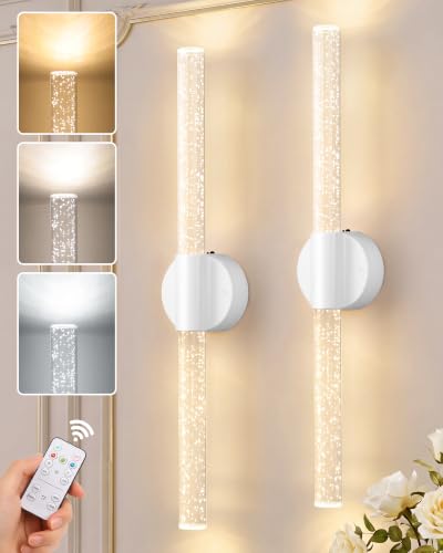 Modern Battery Operated Wall Sconces Set of Two
