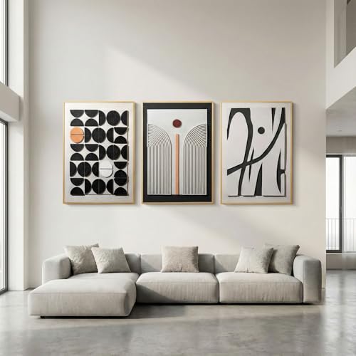 Large Framed 3D Textured Wall Art Set of 3