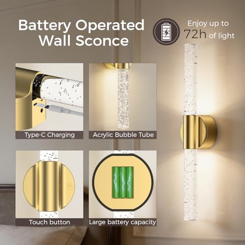 Battery Operated Wall Sconce Set of 2