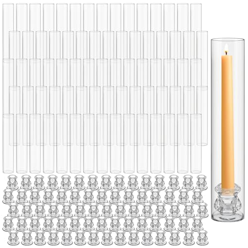 Glass Hurricane Candle Holders Candlestick Bulk 12.6"