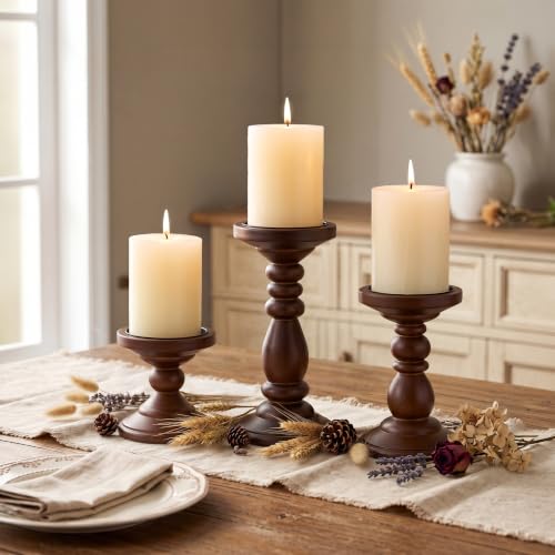 Wood Pillar Candle Holder