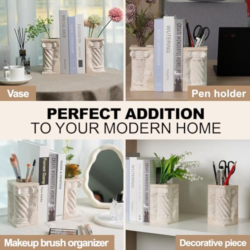 Decorative Roman Column Book Ends & Vase