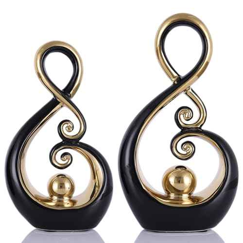 Decor Accent Ceramic Art Mid Century Modern White and Gold Decorations