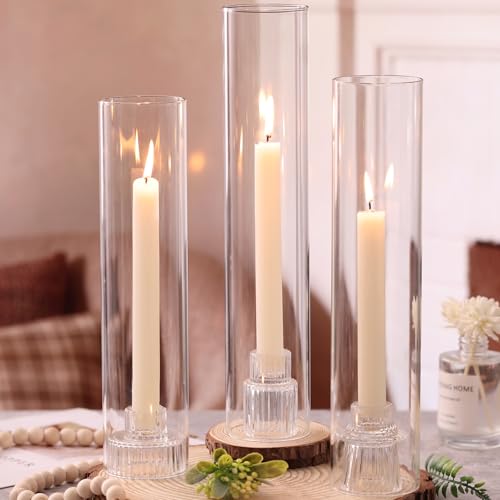 Hurricane Glass Candle Holders with Windproof Glass Tubes