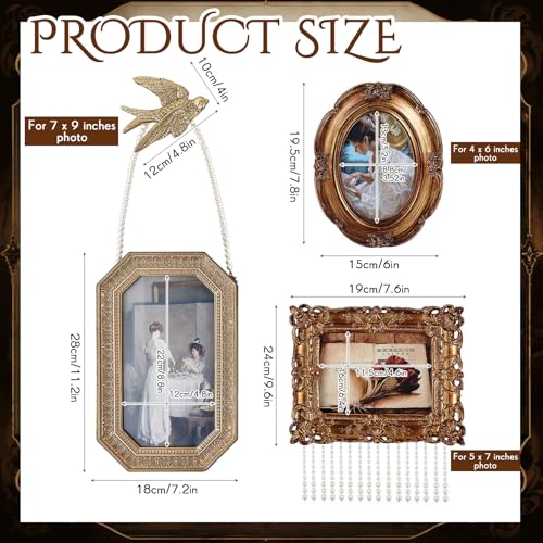 Vintage Picture Frames Set Antique Gold