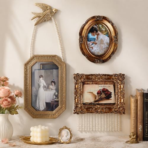 Vintage Picture Frames Set Antique Gold