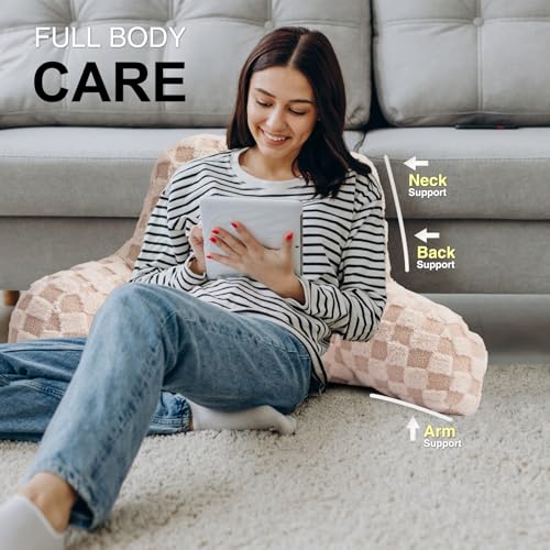 Reading Pillow Bed Rest Wedge Backrest Pillow with Arms Back Support for Sitting Up in Bed Cushion Incline Rest Sleeping Snoring Pillow