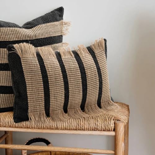 Handwoven Jute Cotton Striped Pillow Covers