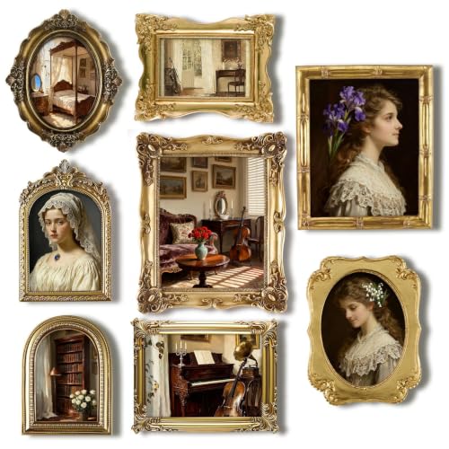 8 Pcs Vintage Picture Frames Set for Gallery Wall Antique Gold