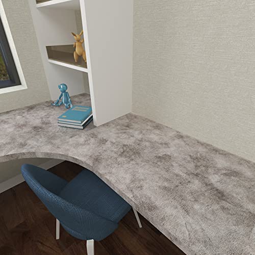 16"×118" Gray Concrete Wallpaper Peel and Stick Contact Paper Limewash White Stone Self Adhesive Waterproof Removable Textured Wall Mural for Living Room Bathroom Garage Basement