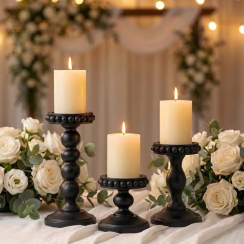 3 Set Wooden Candle Holders for Pillar Candles