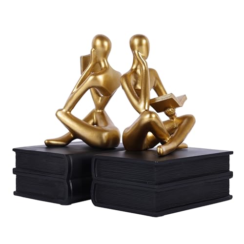 Abstract Resin Reader Bookends Set of 2
